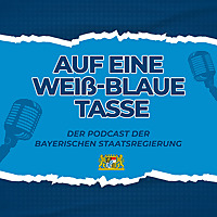 Auf eine weiß-blaue Tasse